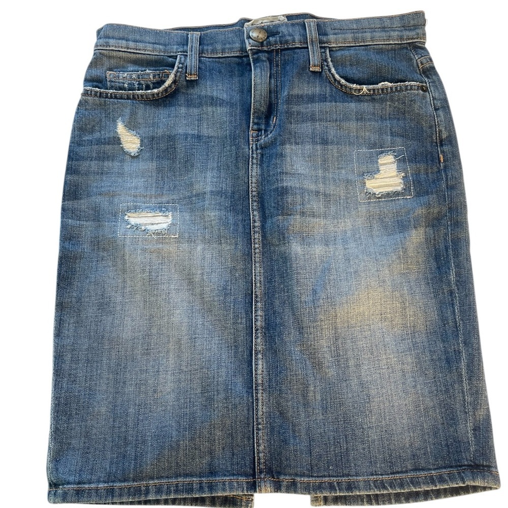 Current/Elliott The Stiletto Pencil Distressed Demim Skirt Size 26-0
